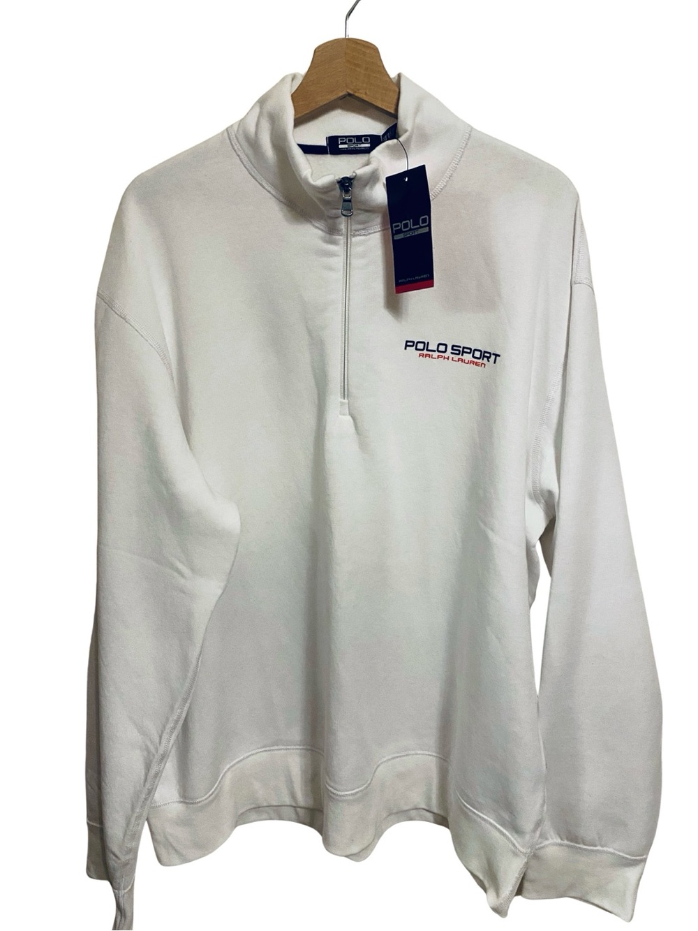 NWT Polo Sport Ralph Lauren Mens Bright White Quarter Zip Sweatshirt XXL